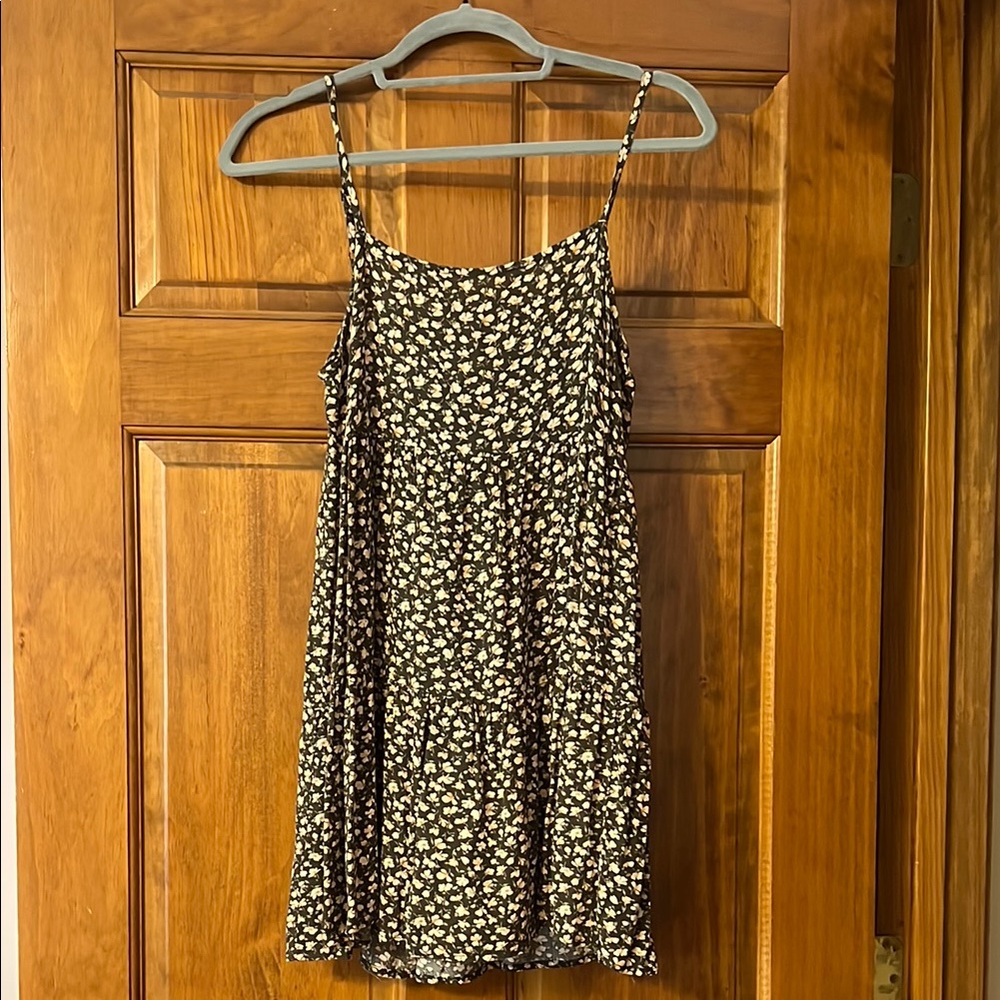 American Eagle Outfitters Dark Green and Tan Floral Mini Dress